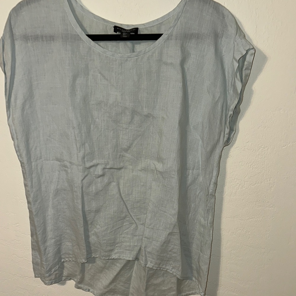 Willi Smith. Light Blue Short Sleeve Top